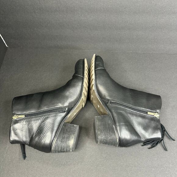 Pikolino Womens size 40 9 9.5 Andorra Black Leather Tassel Ankle Boots Side Zip - Picture 9 of 11